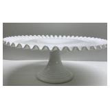 Milk Glass Cake Platter with Hobnail Texture Base Milk Glass Cake Platter with Hobnail Texture Base