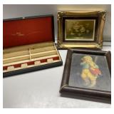 Vintage small oil painting, print & box Vintage small oil painting, print & box
