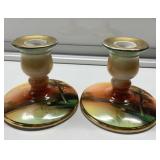 RARE antique Noritake hand-painted Japan candle- RARE antique Noritake hand-painted Japan candle-