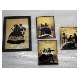 Antqiue sillouhette reverse painting framed pieces Antqiue sillouhette reverse painting framed pieces