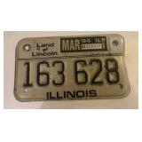1990s Illinois Motorcycle license plate 1990s Illinois Motorcycle license plate