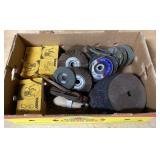 Box of grinder wheels & more Box of grinder wheels & more
