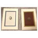 Matted frameable cameo & antique brooch pieces Matted frameable cameo & antique brooch pieces