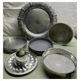 Vintage springform, silverplate & more pans & tray Vintage springform, silverplate & more pans & tray