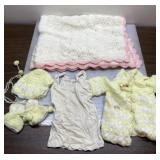 Baby blanket, booties, hat, shirt and jacket Baby blanket, booties, hat, shirt and jacket