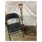 Folding chair, shovel more Folding chair, shovel more