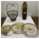 Hanging wire basket, match holder more Hanging wire basket, match holder more
