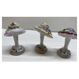 Vintage Enesco hats on stands Vintage Enesco hats on stands