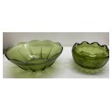 Retro green glass bowls Retro green glass bowls