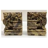 Vintage carved stone bookends Vintage carved stone bookends