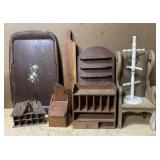 Wood items-thimble house, mail piece, spoon holder Wood items-thimble house, mail piece, spoon holder