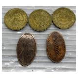 1994 & 04 Chuckie Cheese tokens & smashed pennies 1994 & 04 Chuckie Cheese tokens & smashed pennies