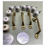 Vintage porcelain & brass hardware & tokens Vintage porcelain & brass hardware & tokens