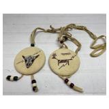 Leather Indian pieces signed Leather Indian pieces signed