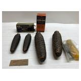 Antique cuckoo clock weights, Aladdin lamp part & Antique cuckoo clock weights, Aladdin lamp part &