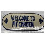 Stoneware garden sign-7" across