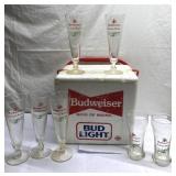 Vintage Budweiser cooler & Budweiser glasses