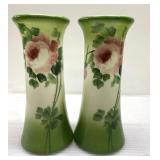 Matching vintage hand-painted vases