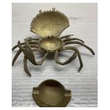 Vintage brass crab ashtray