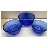 Anchor Hocking Blue glass mixing bowls