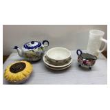 Vintage teapot, milk glass, more