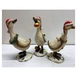 Cute polyresin Christmas geese 9" tall