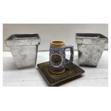 METAL planters, stein mug & more