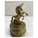 Brass unicorn music box
