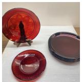 Vintage ruby red plates-stands not incl