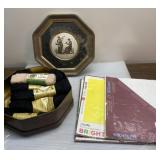 Vintage tin of yarn & more