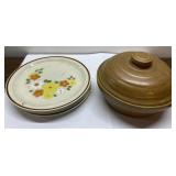 Monmouth maple leaf crock piece & Japan plates