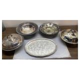 Antique silverplate pieces incl some w/ glass