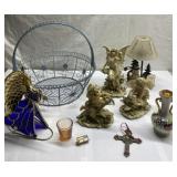 Basket of angels, stained glass, cross more