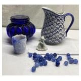 Vintage akro agate, marbles, Dutch Girl, pitcher &