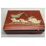 Mid century modern tin box w/ attached lid