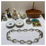 Vintage belt, stained glass, figurines more