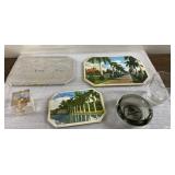 Vintage trivets, ashtray, paperweight more