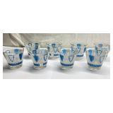 Vintage Vogue Crystal Capri Blue glass set w/ box