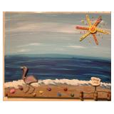 LOCAL ARTIST acrylic painting Flamingo Beach
