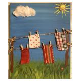 LOCAL ARTIST acrylic painting laundry line