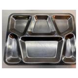 5 vintage heavy stainless lunchroom trays