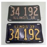 1938 & 39 Illinois license plate