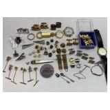 Tie tacks, watch, pins, more