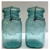 Antique Ball Ideal blue glass canning jars