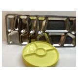 Vintage stainless steel & plastic lunch trays