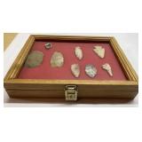 Locked display box with arrowheads-no key!