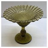 Retro green glass candy dish