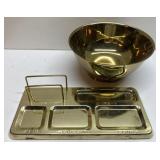 Brass dresser caddy & bowl