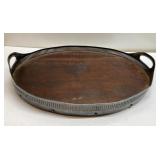 Wood & silverplate tray