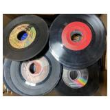 Box full of 45rpm vinyl records